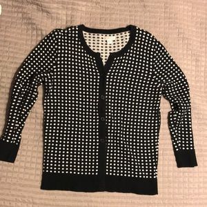 Merona cardigan, black and white dot pattern